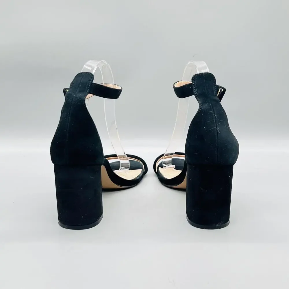 Kurt Geiger Sandals Womens 9 Black Leather Ankle Strap Block Heel Dress Shoes